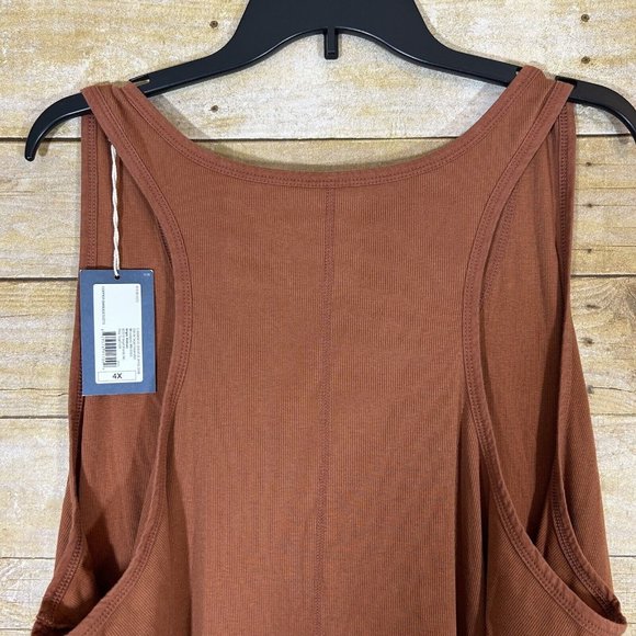 Universal Thread Womens Ribbed Tank Top 4X Copper Rust Brown Scoopneck Stretch - Picture 4 of 7